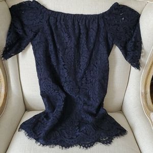 Navy lace off the shoulder top